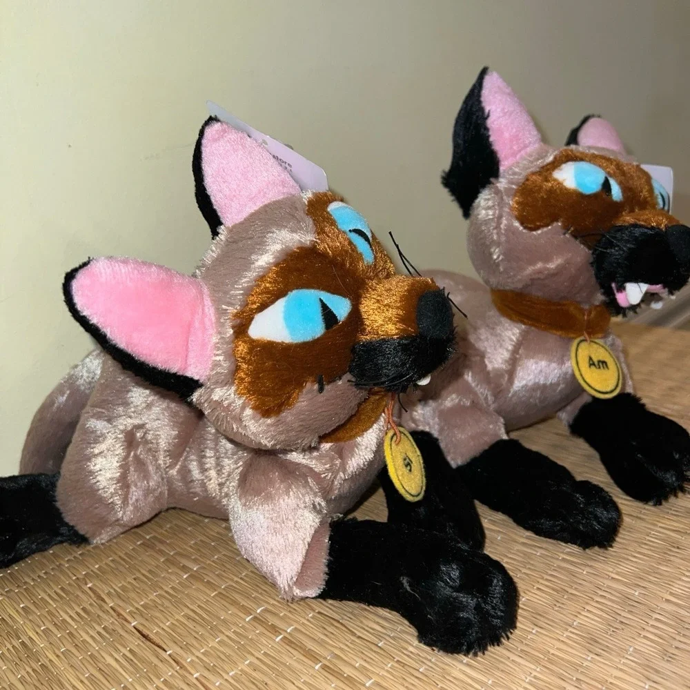 Disney Store Lady And The Tramp Siamese Cats Plush Si  And Am Bean Bag Set